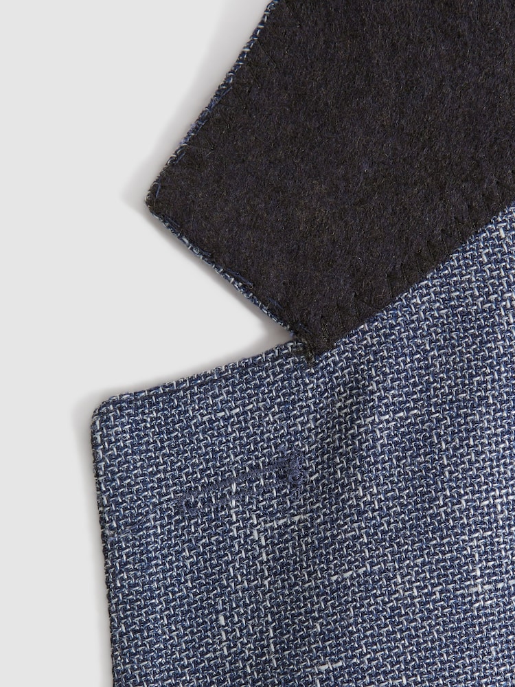 Reiss Indigo Ravenswood Slim Fit Single Breasted Wool Blend Blazer - Image 7 of 7
