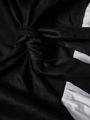 Reiss Black/White Hadley Linen Colourblock Mini Dress - Image 6 of 6
