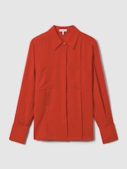 Reiss Red Rose Contrast Trim Button-Through Shirt - Image 2 of 7