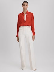 Reiss Red Rose Contrast Trim Button-Through Shirt - Image 3 of 7