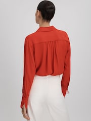 Reiss Red Rose Contrast Trim Button-Through Shirt - Image 5 of 7