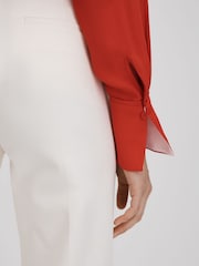Reiss Red Rose Contrast Trim Button-Through Shirt - Image 6 of 7