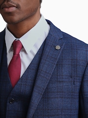 Ted Baker Tailoring Slim Fit Blue Munro Wine Check Jacket - Image 4 of 6