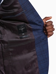 Ted Baker Tailoring Slim Fit Blue Munro Wine Check Jacket - Image 5 of 6