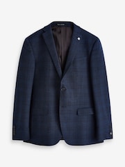 Ted Baker Tailoring Slim Fit Blue Munro Wine Check Jacket - Image 6 of 6