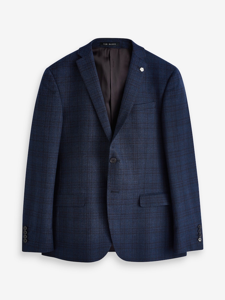 Ted Baker Tailoring Slim Fit Blue Munro Wine Check Jacket - Image 6 of 6