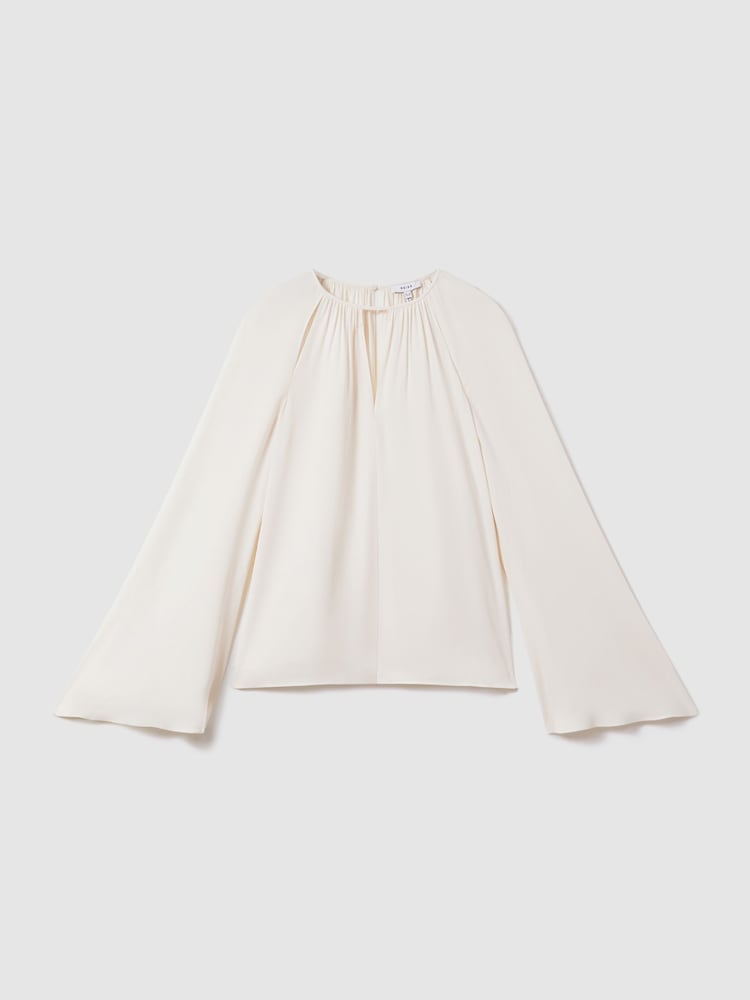Reiss Ivory Gracie Cut-Out Flute Sleeve Blouse - Image 2 of 6