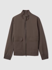 Reiss Brown Rufus Funnel Neck Zip-Through Jacket - Image 2 of 6