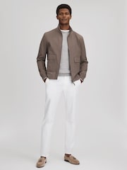 Reiss Brown Rufus Funnel Neck Zip-Through Jacket - Image 3 of 6