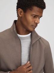Reiss Brown Rufus Funnel Neck Zip-Through Jacket - Image 4 of 6