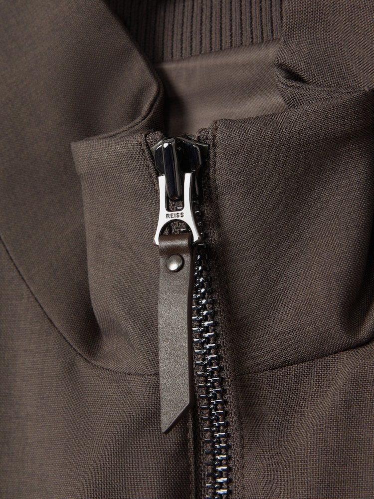 Reiss Brown Rufus Funnel Neck Zip-Through Jacket - Image 6 of 6