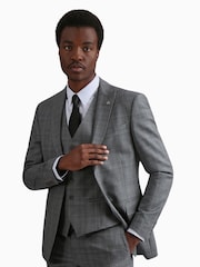 Ted Baker Tailoring Grey Miken Slim Fit Check Jacket - Image 1 of 5