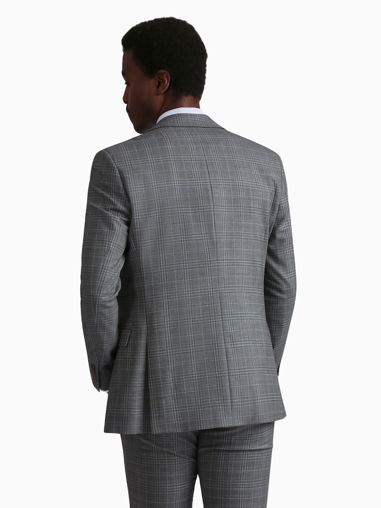 Ted Baker Tailoring Grey Miken Slim Fit Check Jacket - Image 2 of 5
