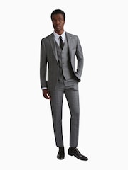 Ted Baker Tailoring Grey Miken Slim Fit Check Jacket - Image 3 of 5