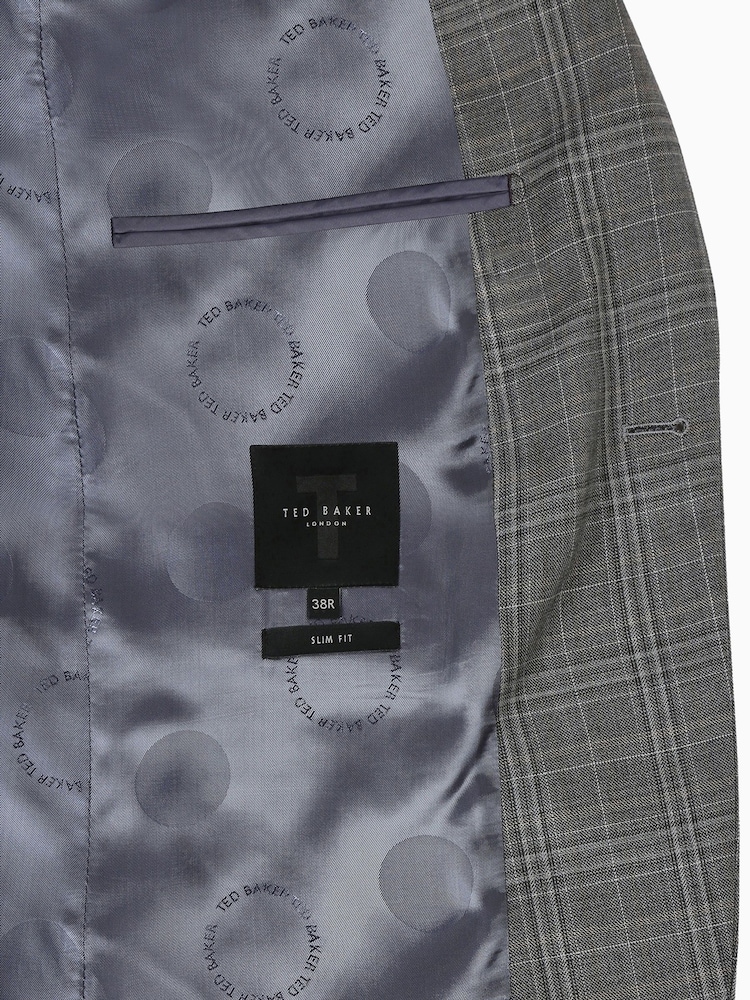 Ted Baker Tailoring Grey Miken Slim Fit Check Jacket - Image 5 of 5