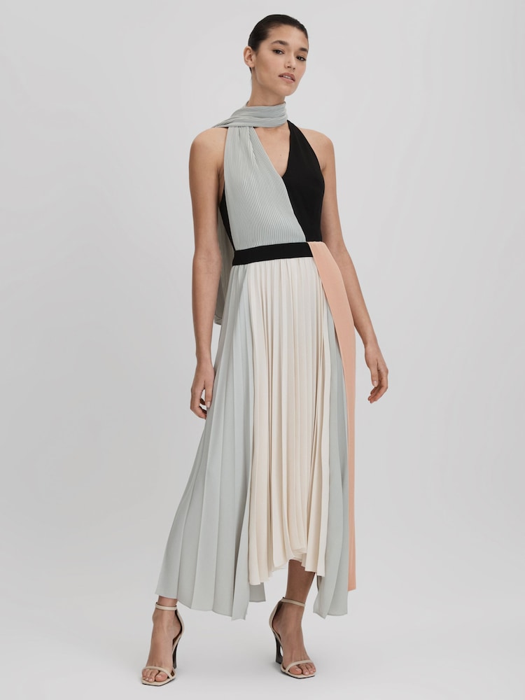 Reiss Zadie Asymmetrisches Midikleid mit Plissee - Bild 1 von 6