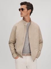 Reiss Stone Peggy Cotton Blend Zip-Through Jacket - Image 1 of 7