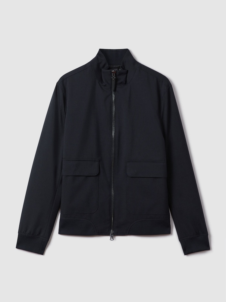 Reiss Navy Rufus Funnel Neck Zip-Through Jacket - Image 2 of 6