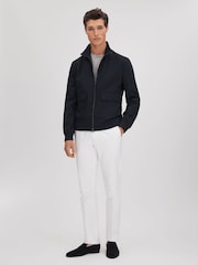 Reiss Navy Rufus Funnel Neck Zip-Through Jacket - Image 3 of 6