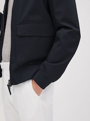 Reiss Navy Rufus Funnel Neck Zip-Through Jacket - Image 4 of 6