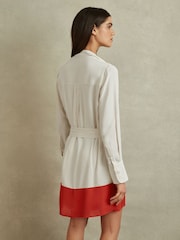 Reiss Cream/Red Marta Tie Neck Shift Dress - Image 4 of 6