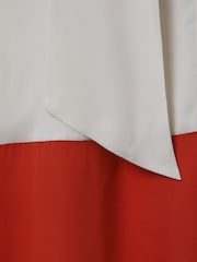 Reiss Cream/Red Marta Tie Neck Shift Dress - Image 6 of 6