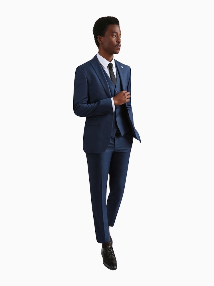Ted Baker Tailoring Blue Tai Slim Fit Semi Plain Jacket - Image 3 of 7