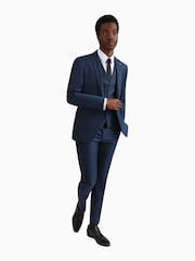Ted Baker Tailoring Blue Tai Slim Fit Semi Plain Jacket - Image 4 of 7