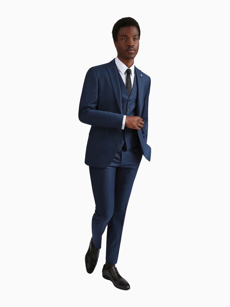 Ted Baker Tailoring Blue Tai Slim Fit Semi Plain Jacket - Image 4 of 7