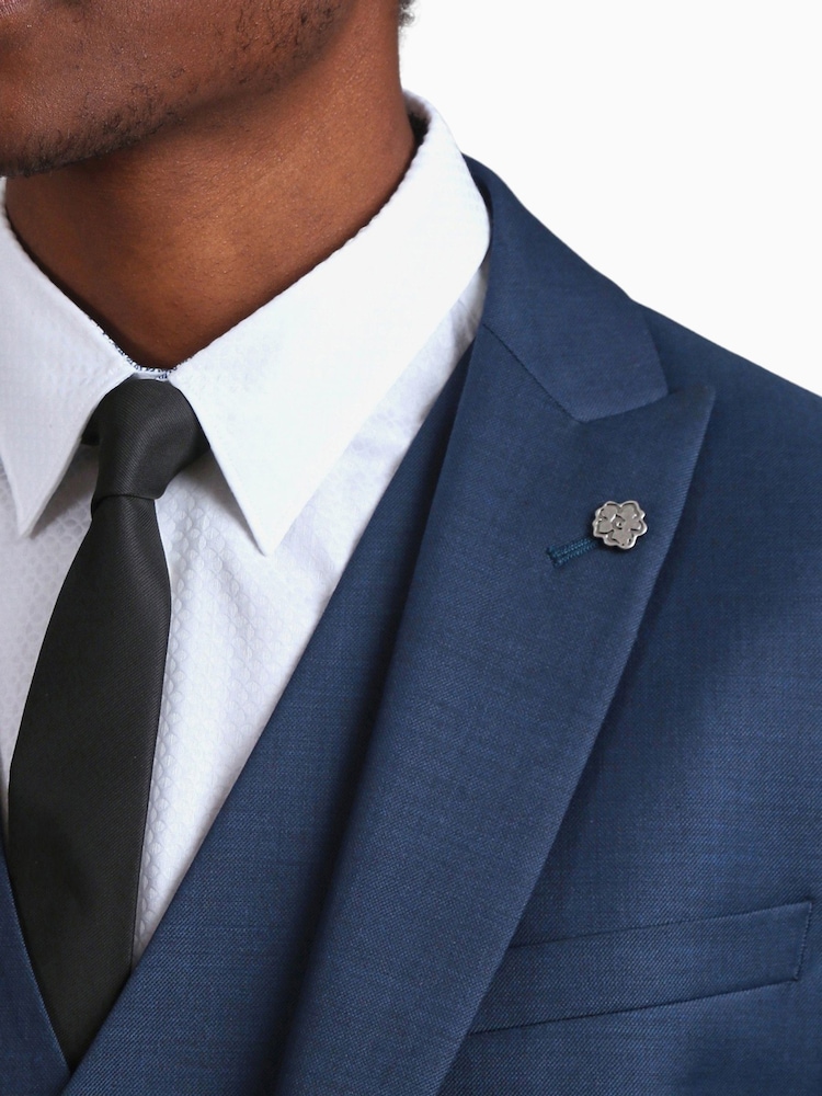 Ted Baker Tailoring Blue Tai Slim Fit Semi Plain Jacket - Image 5 of 7