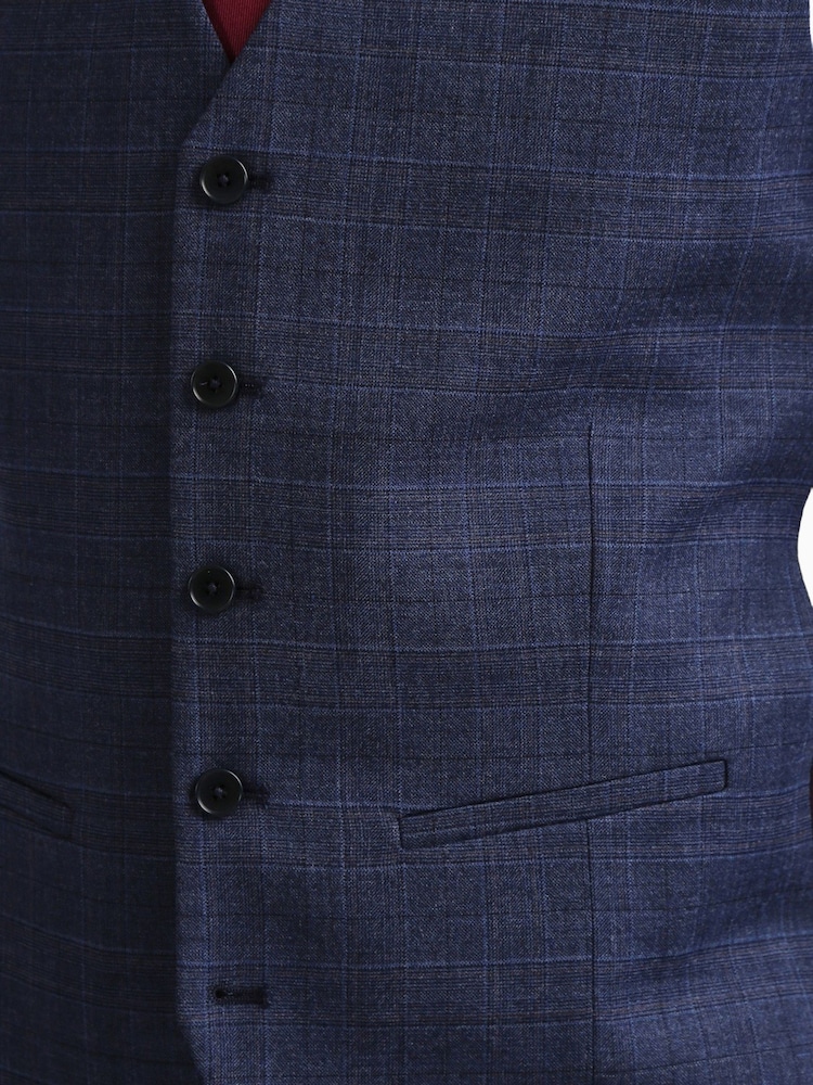 Ted Baker Tailoring Blue Chelia Slim Fit Check Waistcoat - Image 3 of 3