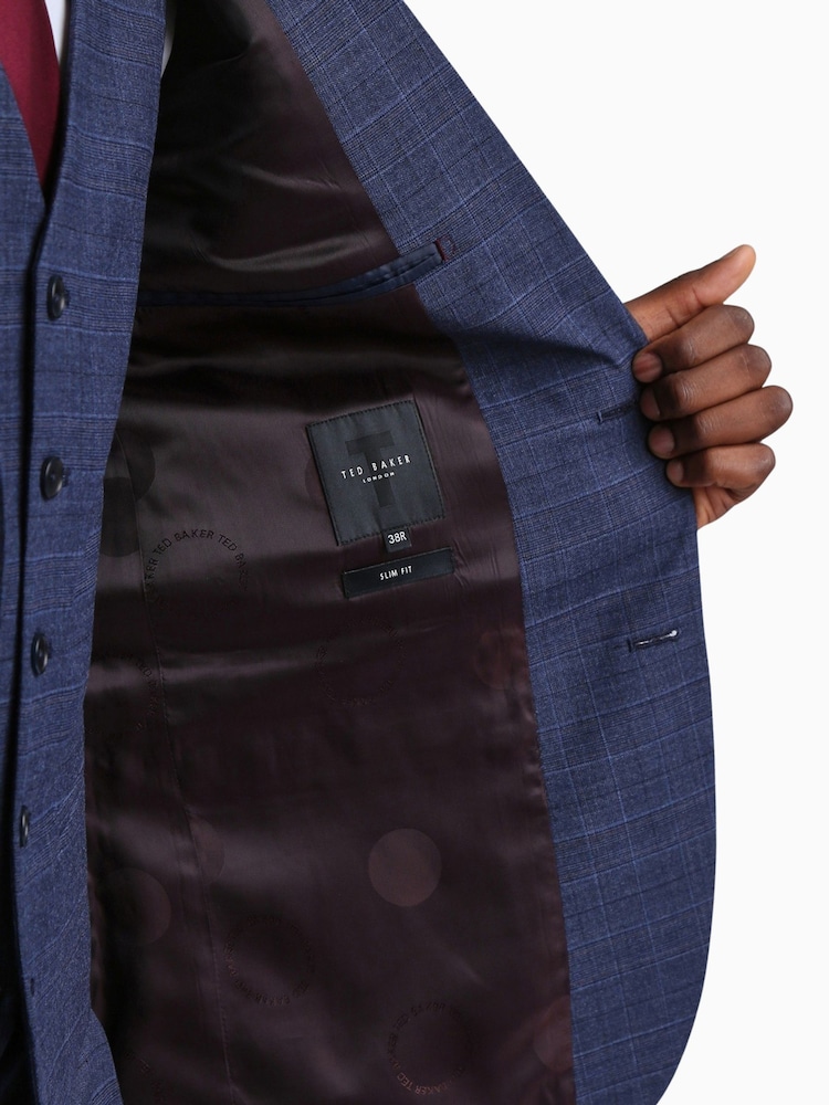 Ted Baker Tailoring Blue Chelia Slim Fit Check Jacket - Image 4 of 4