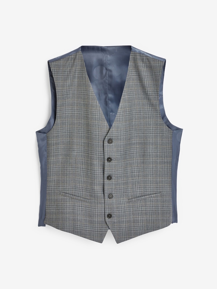 Ted Baker Tailoring Grey Miken Slim Fit Check Waistcoat - Image 4 of 4