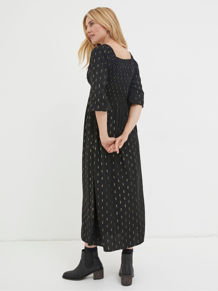 FatFace Black Chrome Adele Midi Dress - Image 2 of 5