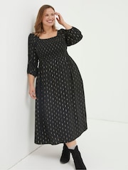 FatFace Black Chrome Adele Midi Dress - Image 3 of 5