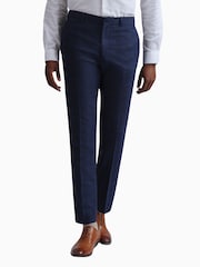 Ted Baker Tailoring Slim Fit Blue Munro Wine Check Trousers - Image 1 of 4