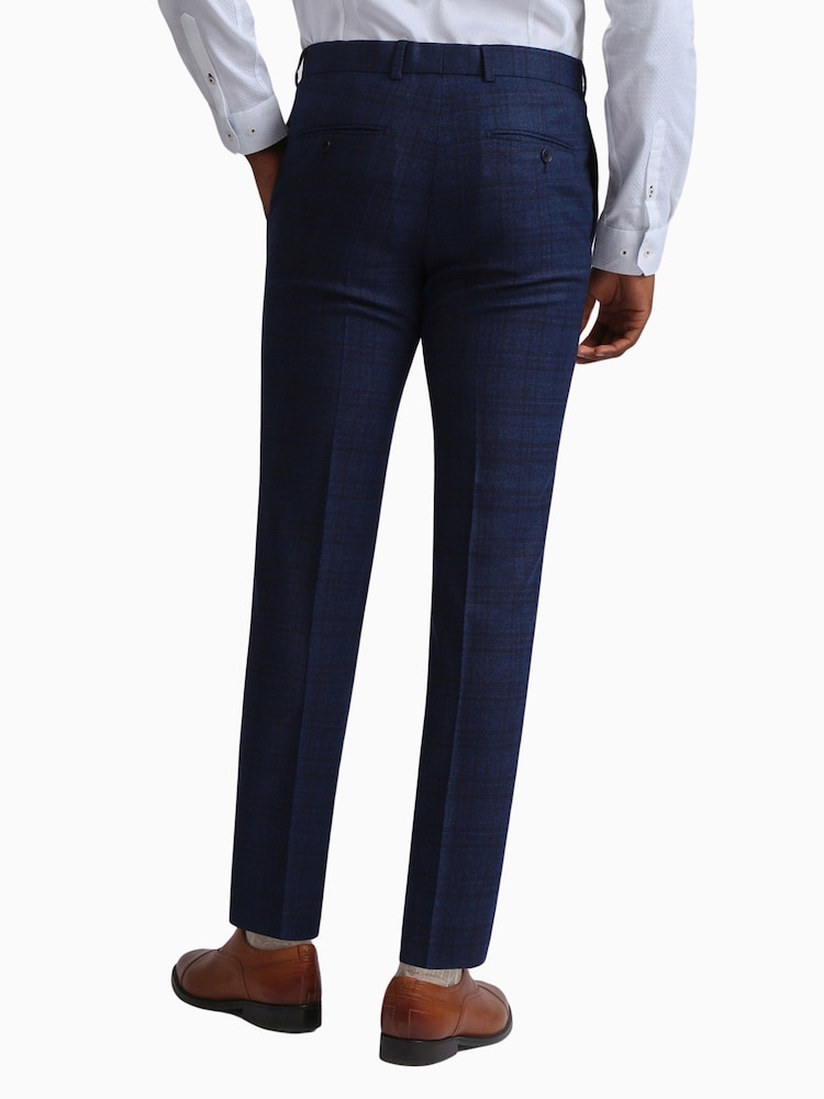 Ted Baker Tailoring Slim Fit Blue Munro Wine Check Trousers - Image 2 of 4