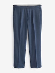 Navy Blue Regular Fit Textured Side Adjuster Trousers - Image 6 of 10