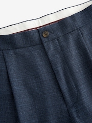 Navy Blue Regular Fit Textured Side Adjuster Trousers - Image 7 of 10
