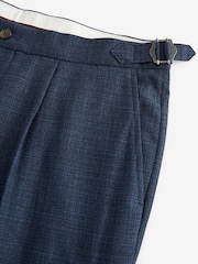 Navy Blue Regular Fit Textured Side Adjuster Trousers - Image 8 of 10