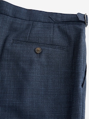 Navy Blue Regular Fit Textured Side Adjuster Trousers - Image 9 of 10