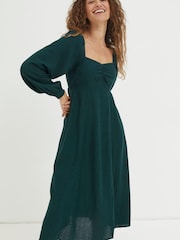 FatFace Green Tessa Midi Dress - Image 1 of 6