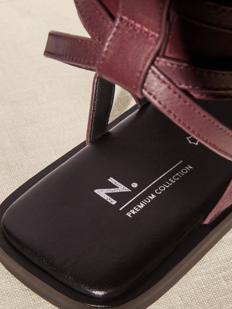 Burgundy Red Premium Leather Strappy Sandals - Image 4 of 5