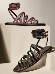 Burgundy Red Premium Leather Strappy Sandals - Image 5 of 5