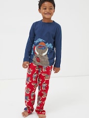 FatFace Red Wilfred Mammoth Pyjama Set - Image 1 of 4