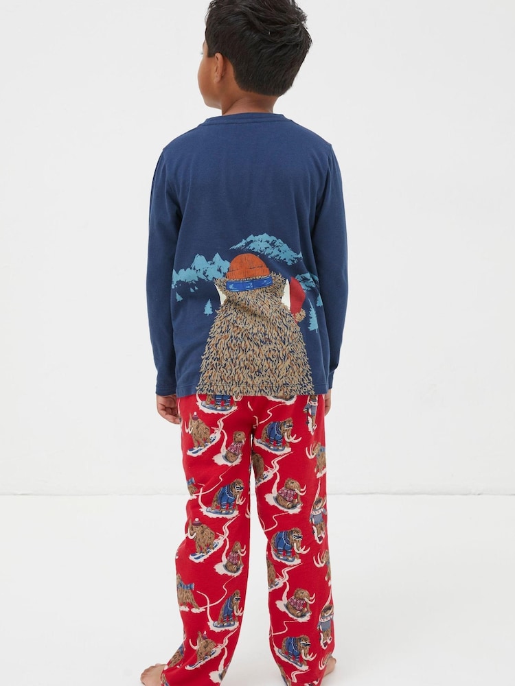FatFace Red Wilfred Mammoth Pyjama Set - Image 2 of 4