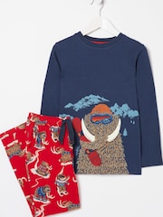 FatFace Red Wilfred Mammoth Pyjama Set - Image 4 of 4