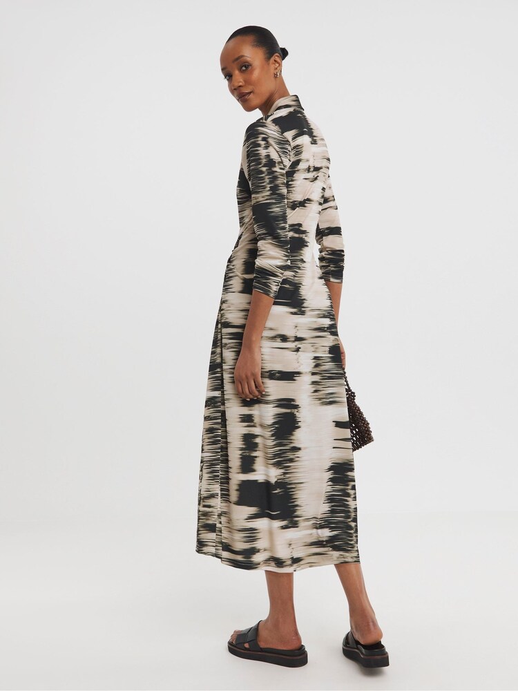 JD Williams Natural Blurred Strpe Wrap Shirt Dress - Image 2 of 3