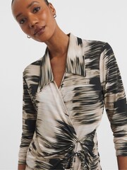 JD Williams Natural Blurred Strpe Wrap Shirt Dress - Image 3 of 3