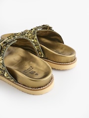Khaki Green Forever Comfort® Sequin Footbed Sandals - Image 3 of 6